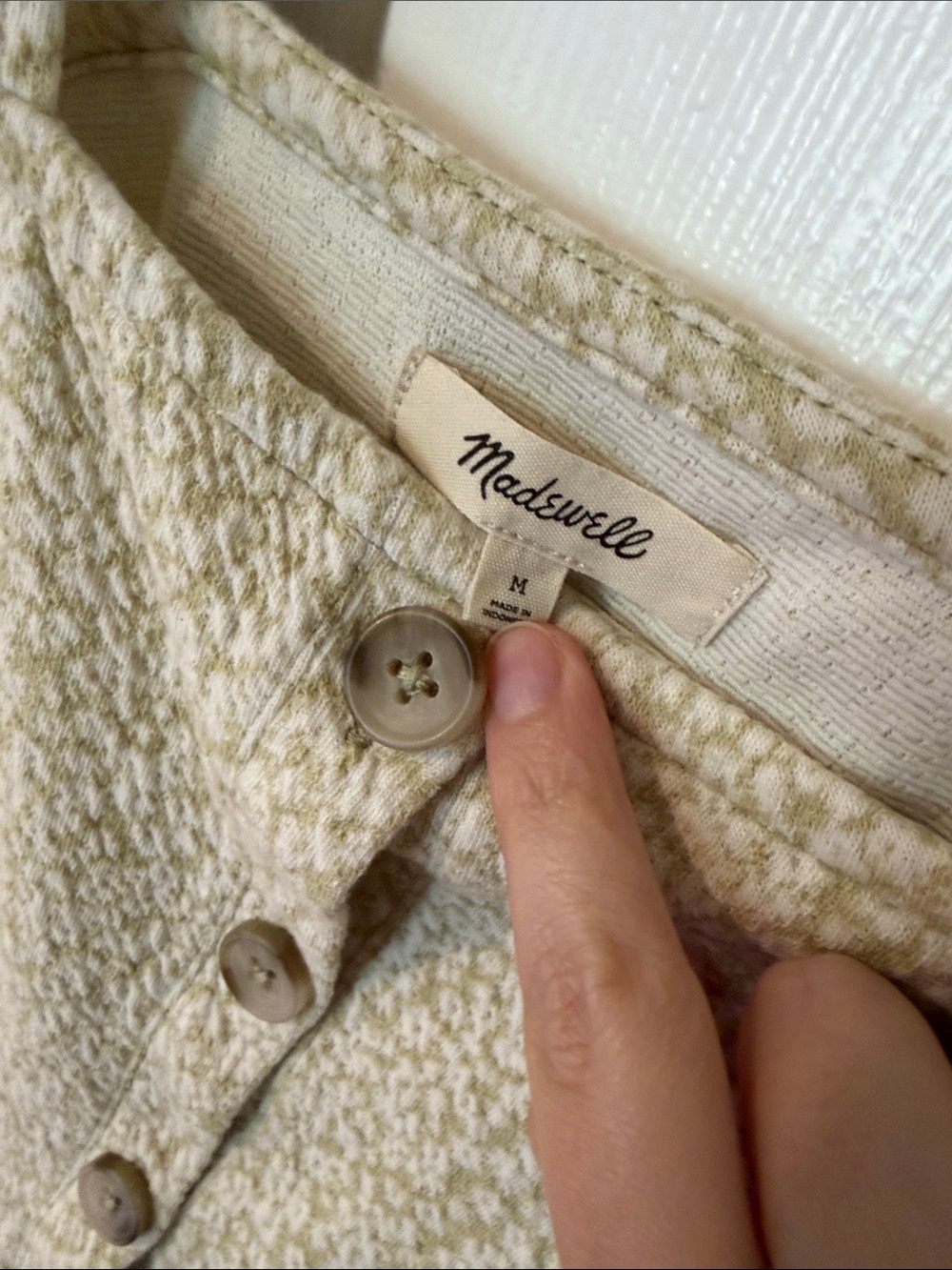 Madewell | Floral Jacquard Button-Front Top in Faded Seagrass | Size Medium - Picture 3 of 7